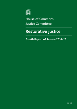 Restorative justice - Publications.parliament.uk