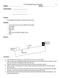 5.2.2 Practical Uses of Lenses 1 NAME: DATE: PARTNERS: