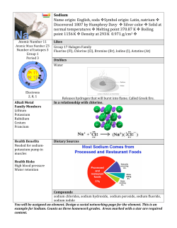 Sodium Name origin: English, soda ❖Symbol origin: Latin, natrium