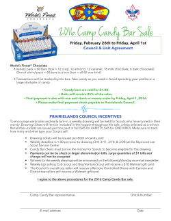 2016 Camp Candy Bar Sale