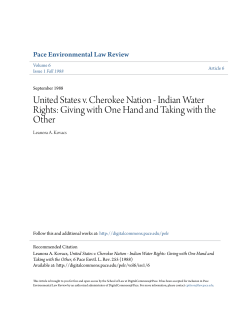 United States v. Cherokee Nation - Indian Water Rights: Giving with