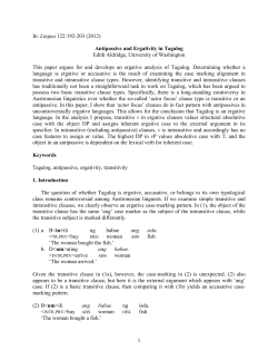 Antipassive and Ergativity in Tagalog