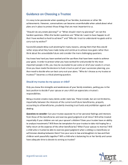 Guidance on Choosing a Trustee