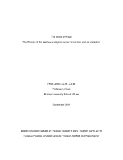 The Woes of WoW: The Women of the Wall as a