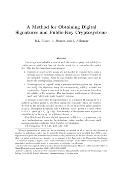 A Method for Obtaining Digital Signatures and Public
