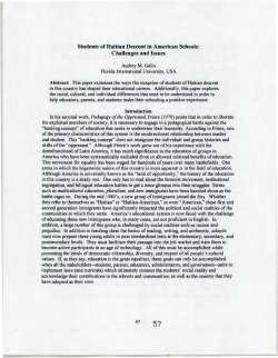 Students of Haitian Descent in American Schools: Challenges and