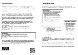 Essay writing An advice sheet on essay writing