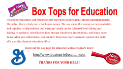 http://www.boxtops4education.com THANKS FOR YOUR HELP!