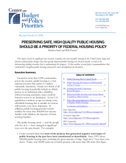 PRESERVING SAFE, HIGH QUALITY PUBLIC HOUSING SHOULD