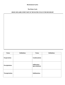 Biochemical Cycles The Water Cycle DRAW AND