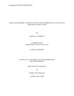 Running Head: FEAR OF MISSING OUT #FoMO