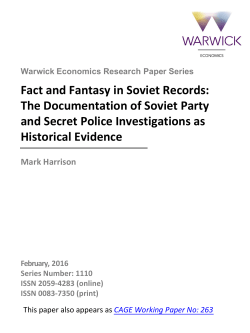 Fact and Fantasy in Soviet Records: The