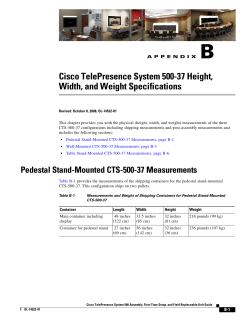 Cisco TelePresence System 500-37 Height, Width, and Weight