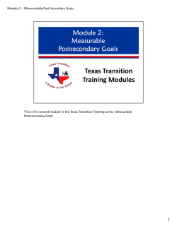 This is the second module in the Texas Transition Training series