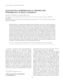 quantitative morphological proxies for fossoriality in small mammals