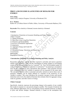Price and Income Elasticities of Demand for Energy