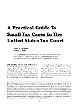 A Practical Guide To Small Tax Cases In The United States Tax Court