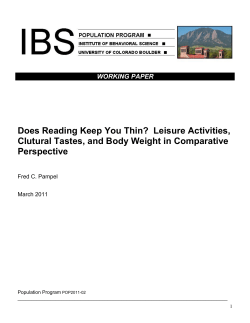 Does Reading Keep You Thin? - University of Colorado Boulder