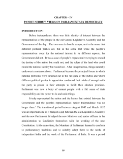 CHAPTER &ndash; IV PANDIT NEHRU`S VIEWS ON PARLIAMENTARY