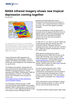 NASA infrared imagery shows new tropical depression
