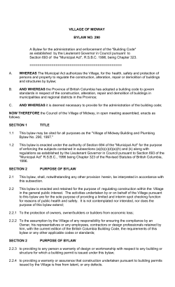 Building Code - Village of Midway