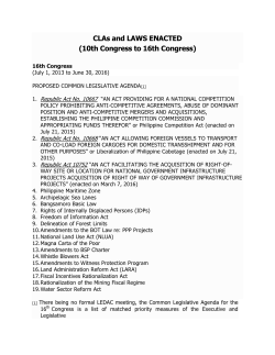 CLAs and LAWS ENACTED (10th Congress to 16th Congress)