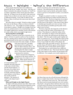 Mass and Weight Reading