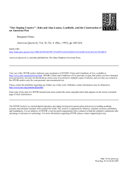 "Our Singing Country": John and Alan Lomax, Leadbelly, and the