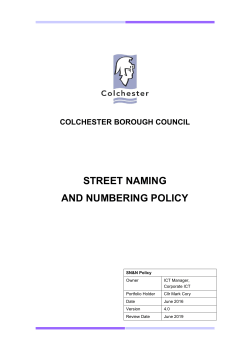 colchester borough council street naming and numbering policy