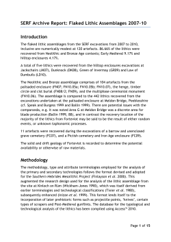 SERF Archive Report: Flaked Lithic Assemblages 2007