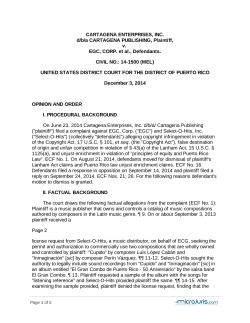 CARTAGENA ENTERPRISES, INC. d/b/a CARTAGENA