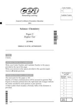 Science: Chemistry Paper 2 Higher Tier