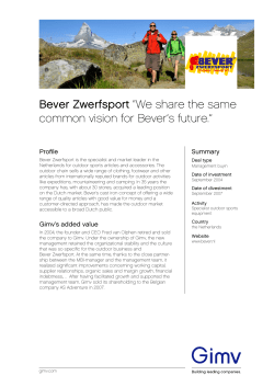 Bever Zwerfsport &ldquo;We share the same common vision for