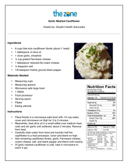Garlic Mashed Cauliflower Hosted by: Student Health Advocates