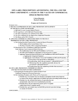 off-label prescription advertising, the fda and the first amendment