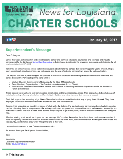 January 18, 2017 Superintendent`s Message