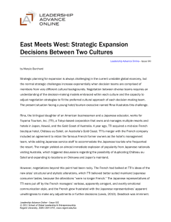 East Meets West: Strategic Expansion Decisions Between Two