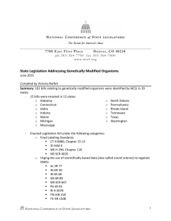 State Legislation Addressing Genetically Modified Organisms