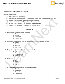 Class 7 Science - Sample Paper Set I