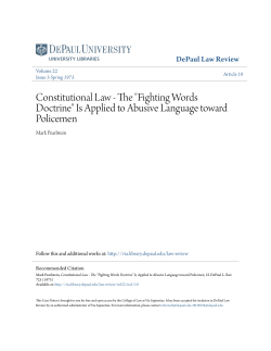 Constitutional Law - The "Fighting Words Doctrine"