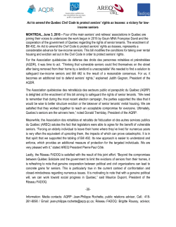 Act to amend the Quebec Civil Code to protect seniors
