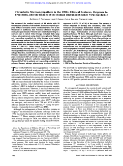 Thrombotic Microangiopathies in the 1980s: Clinical
