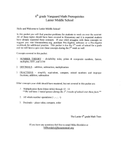 6th grade Vanguard Math Prerequisites Lanier Middle