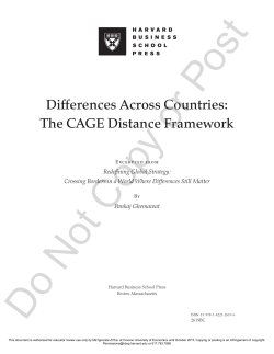Differences Across Countries: The CAGE Distance - e