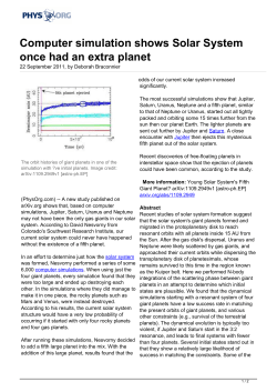 Computer simulation shows Solar System once had an