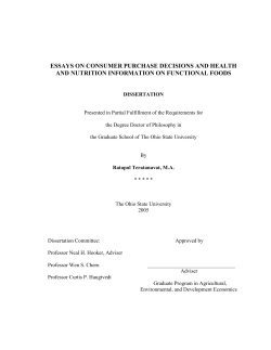 ESSAYS ON CONSUMER PURCHASE DECISIONS AND HEALTH