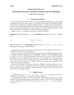 Continuous Functions, Smooth Functions and the Derivative