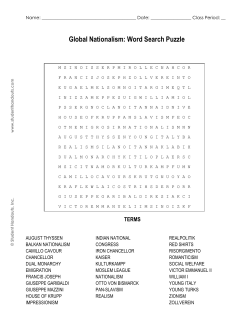 Global Nationalism: Word Search Puzzle