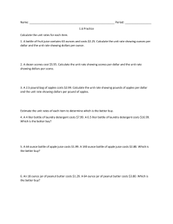 1.6 Practice Calculate the unit rates fo