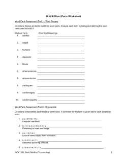 Unit III Word Parts Worksheet